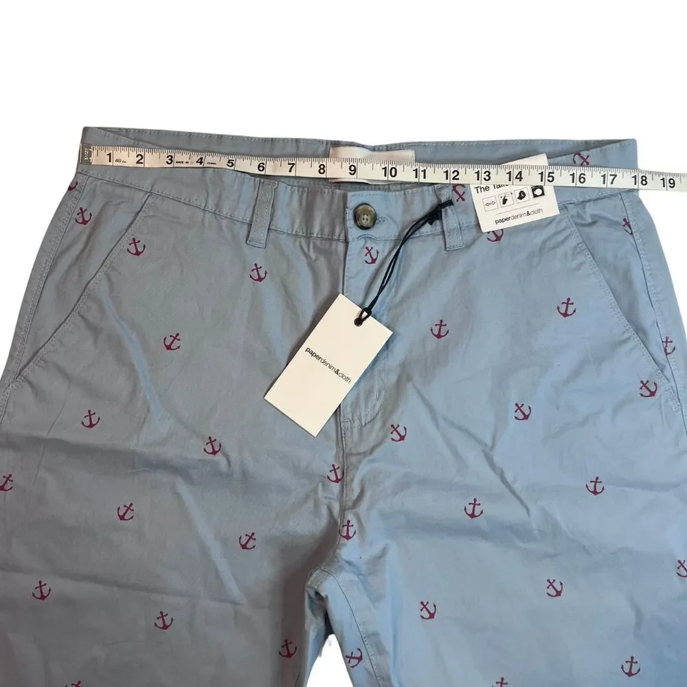 Paperdenim & Cloth Shorts Mens 36 Blue Anchors Casual Preppy Golf Resort Chinos - Picture 3 of 14
